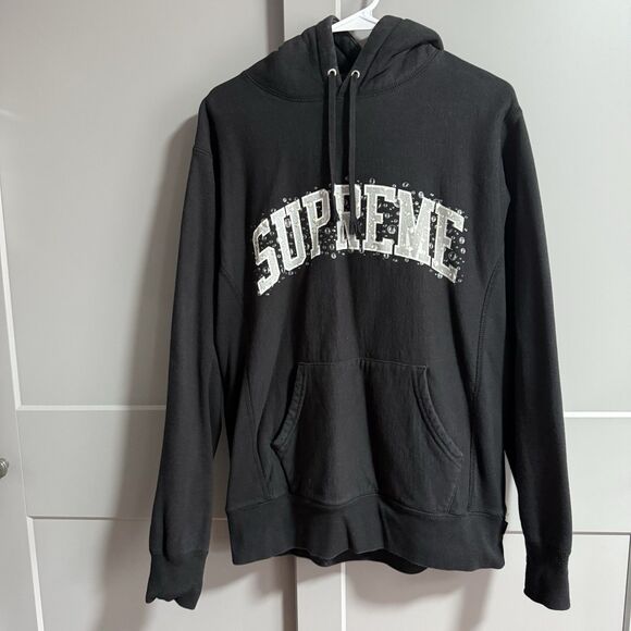 Supreme Men Water Arc Bubble Logo Hoodie Sweatshirt Black Medium Authentic